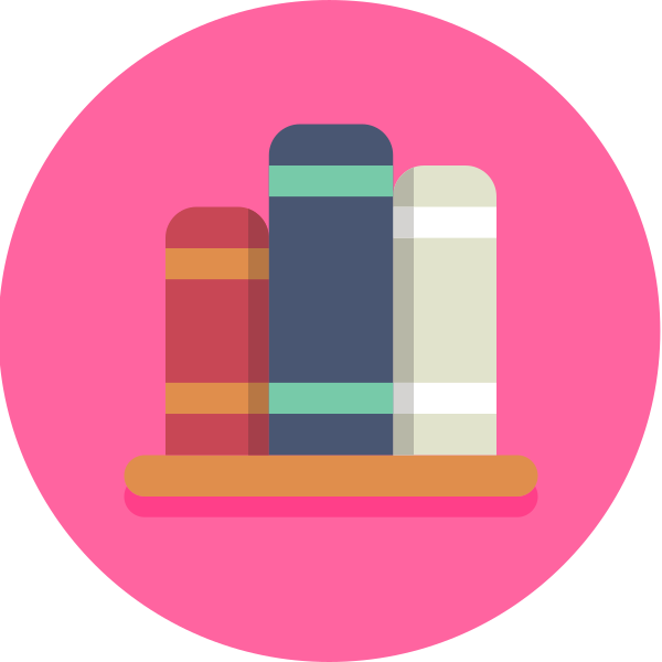 Circle Icons Bookshelf Pink Vector