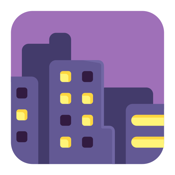 Cityscape At Dusk Flat Vector