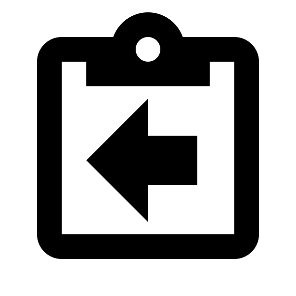 Clipboard Arrow Left Outline