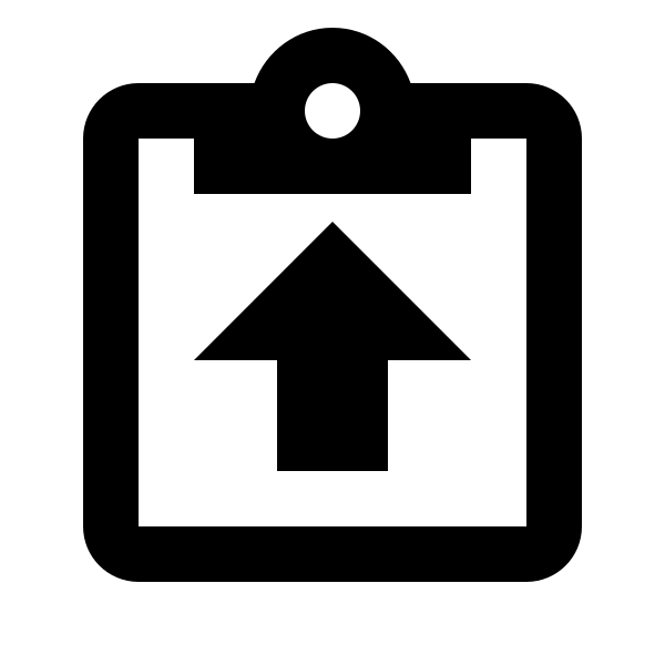 Clipboard Arrow Up Outline