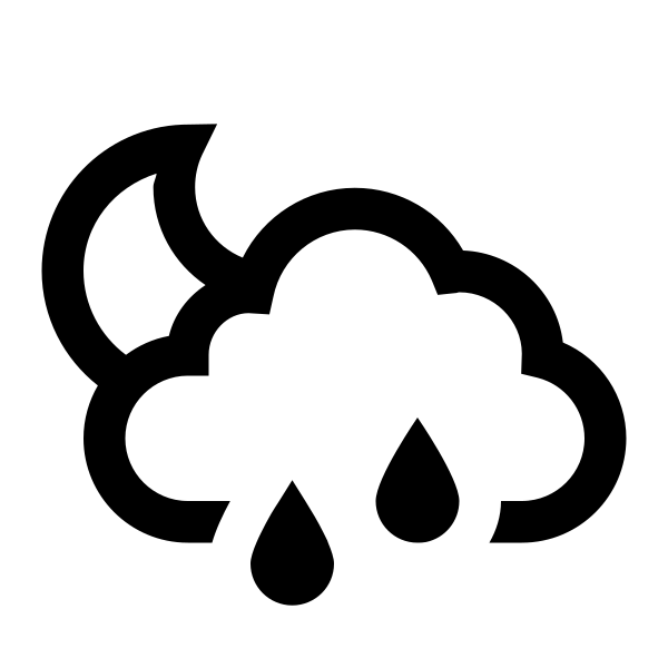 Cloud Moon Rain Solid Vector