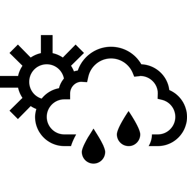 Cloud Sun Rain Solid Vector