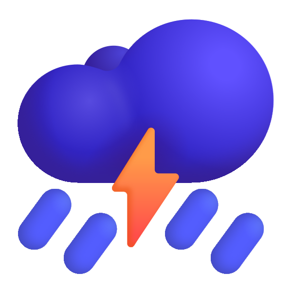 Cloud With Lightning And Rain Color Vector