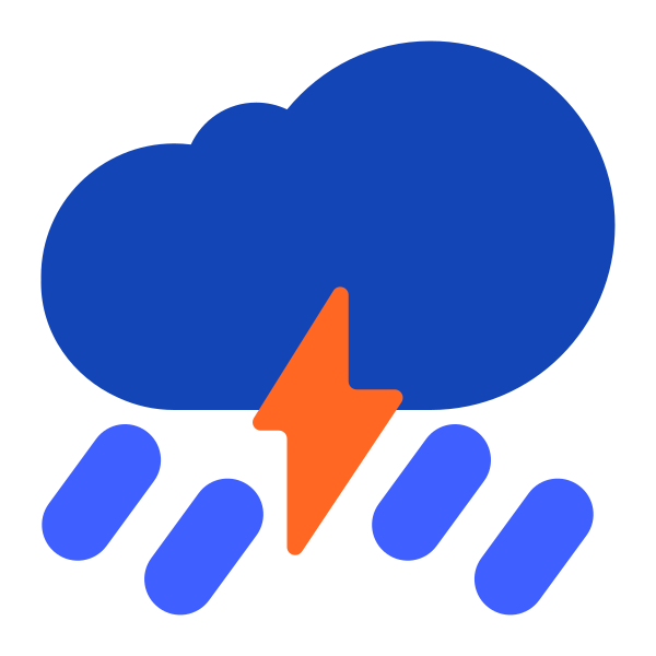 Cloud With Lightning And Rain Flat Vector