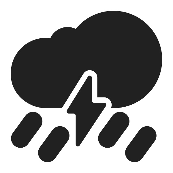 Cloud With Lightning And Rain High Contrast Vector