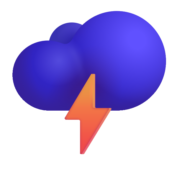 Cloud With Lightning Color Vector