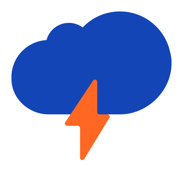 Cloud With Lightning Flat Vector