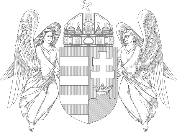Coat Of Arms Of Hungary (1915 1918, 1919 1946; Angels; Monochrome)