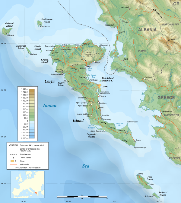 Corfu Topographic Map En