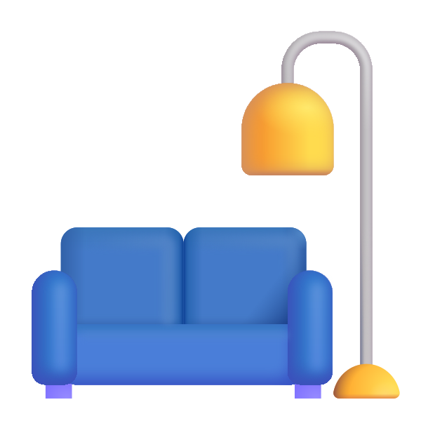 Couch And Lamp Color Vector
