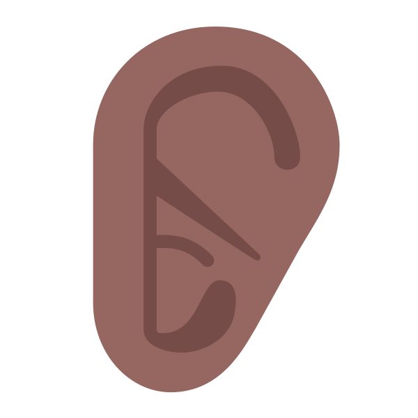 Ear Flat Medium Dark Vector
