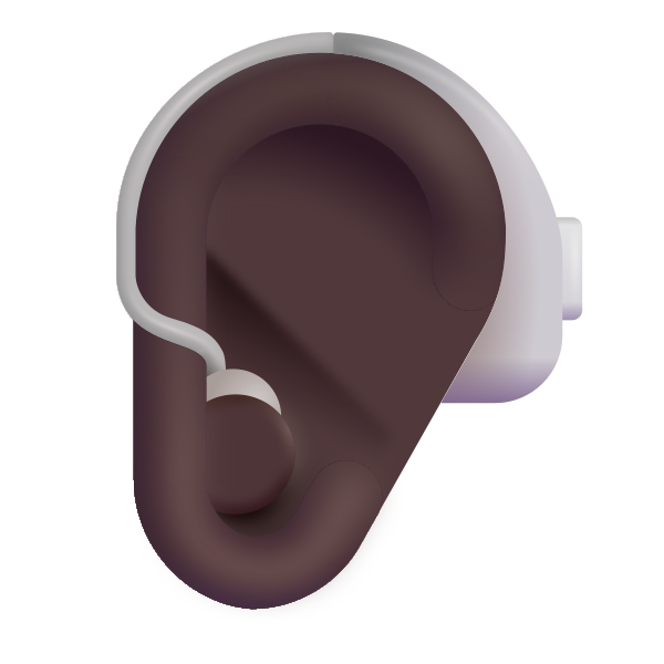 Ear With Hearing Aid Color Dark Vector