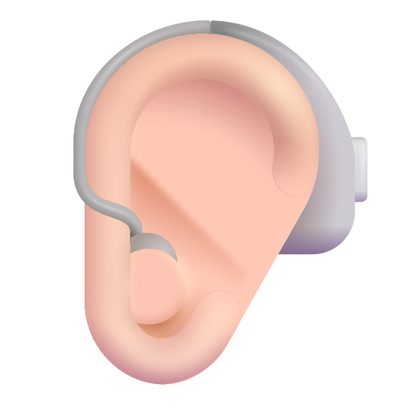 Ear With Hearing Aid Color Light Vector
