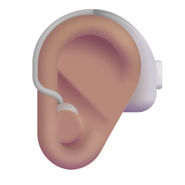 Ear With Hearing Aid Color Medium Vector