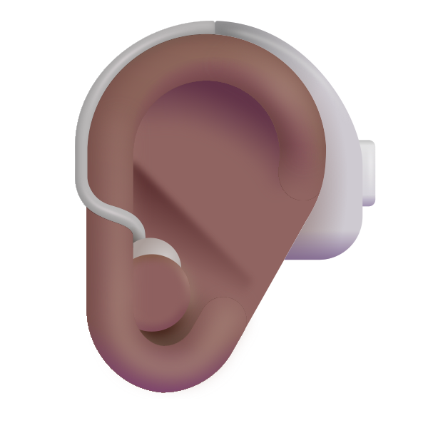 Ear With Hearing Aid Color Medium Dark Vector