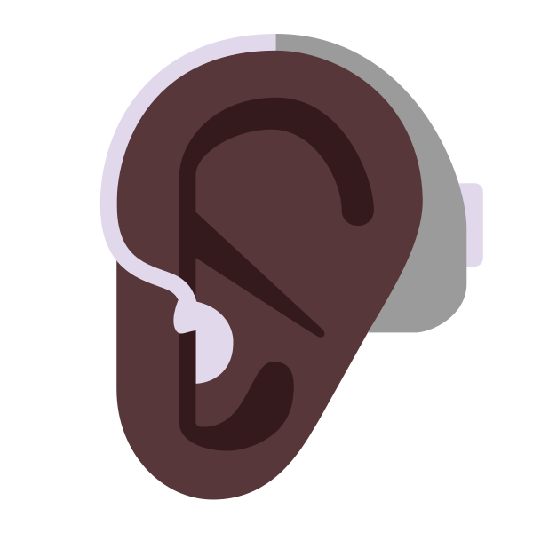 Ear With Hearing Aid Flat Dark Vector