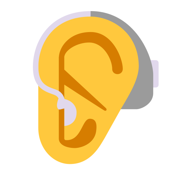 Ear With Hearing Aid Flat Default Vector