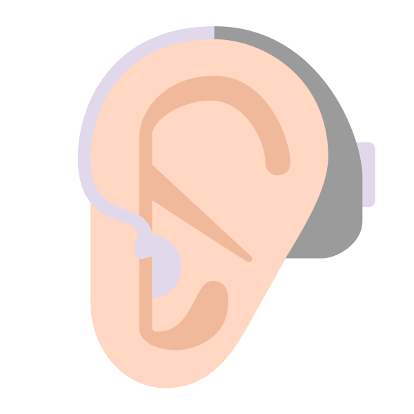 Ear With Hearing Aid Flat Light Vector