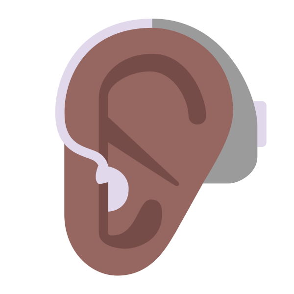 Ear With Hearing Aid Flat Medium Dark