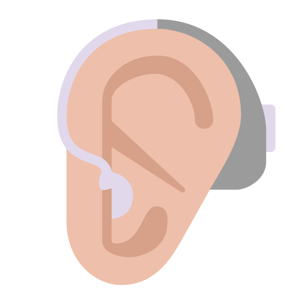 Ear With Hearing Aid Flat Medium Light Vector