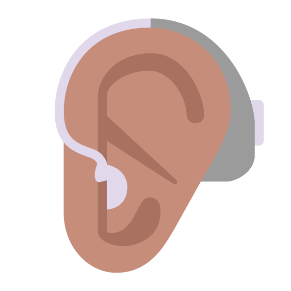 Ear With Hearing Aid Flat Medium Vector