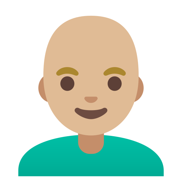 Emoji U1f468 1f3fc 200d 1f9b2