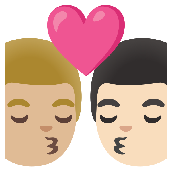 Emoji U1f468 1f3fc 200d 2764 200d 1f48b 200d 1f468 1f3fb