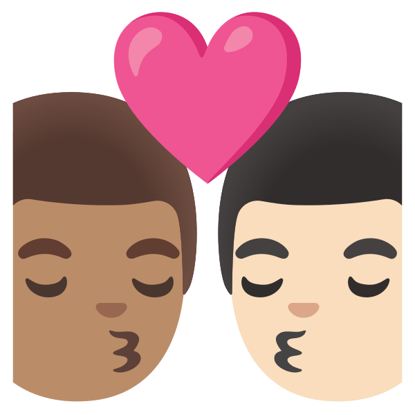 Emoji U1f468 1f3fd 200d 2764 200d 1f48b 200d 1f468 1f3fb