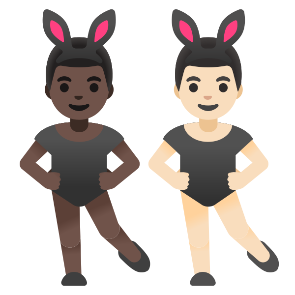Emoji U1f468 1f3ff 200d 1f430 200d 1f468 1f3fb