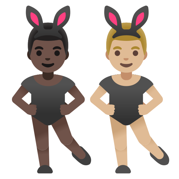 Emoji U1f468 1f3ff 200d 1f430 200d 1f468 1f3fc