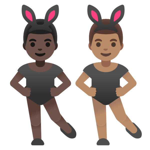 Emoji U1f468 1f3ff 200d 1f430 200d 1f468 1f3fd