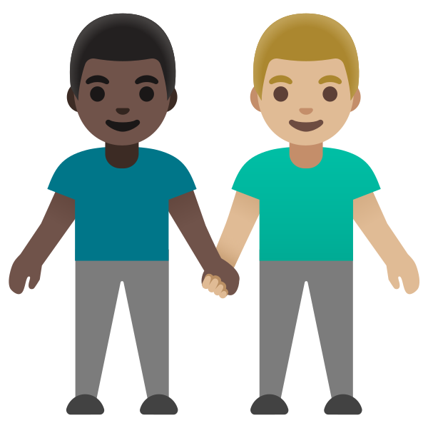 Emoji U1f468 1f3ff 200d 1f91d 200d 1f468 1f3fc