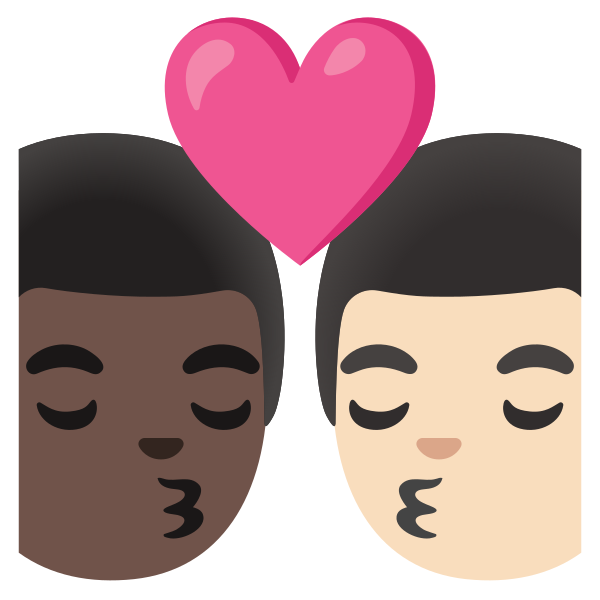 Emoji U1f468 1f3ff 200d 2764 200d 1f48b 200d 1f468 1f3fb
