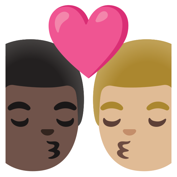 Emoji U1f468 1f3ff 200d 2764 200d 1f48b 200d 1f468 1f3fc