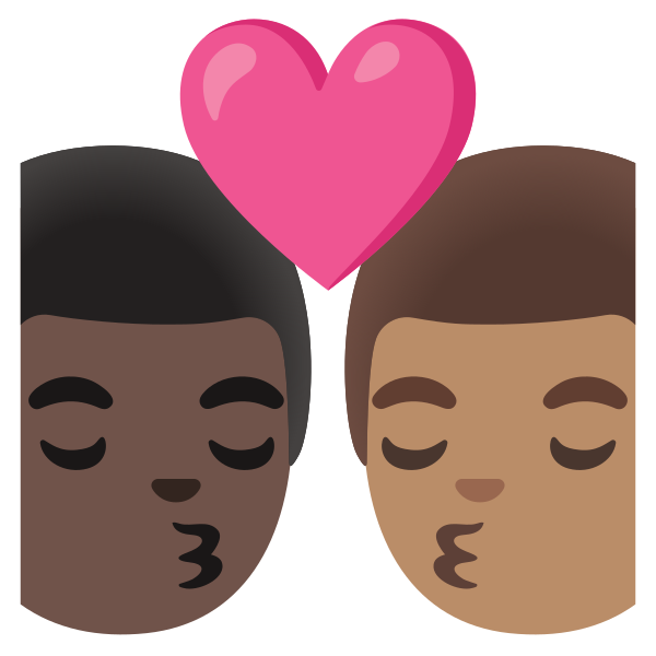 Emoji U1f468 1f3ff 200d 2764 200d 1f48b 200d 1f468 1f3fd