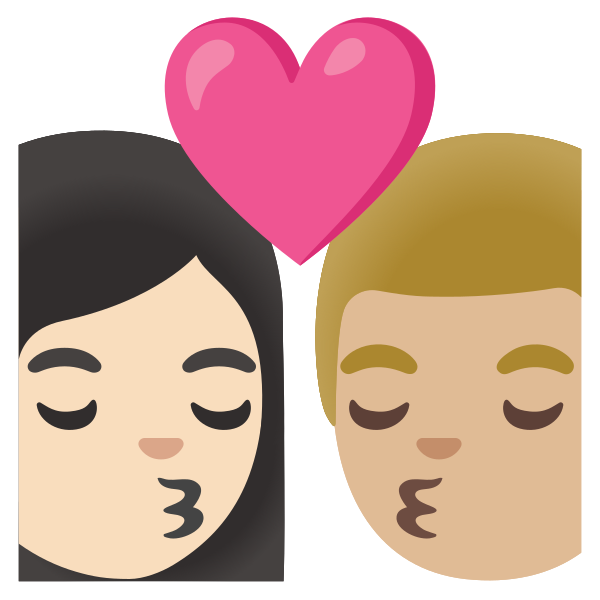 Emoji U1f469 1f3fb 200d 2764 200d 1f48b 200d 1f468 1f3fc