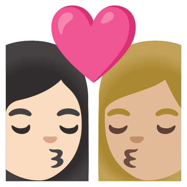 Emoji U1f469 1f3fb 200d 2764 200d 1f48b 200d 1f469 1f3fc