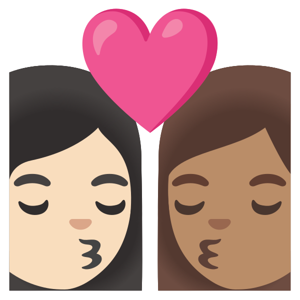 Emoji U1f469 1f3fb 200d 2764 200d 1f48b 200d 1f469 1f3fd