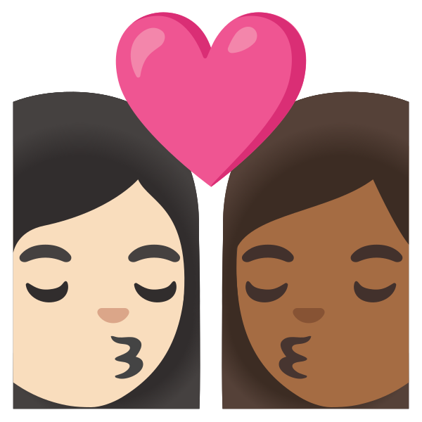 Emoji U1f469 1f3fb 200d 2764 200d 1f48b 200d 1f469 1f3fe