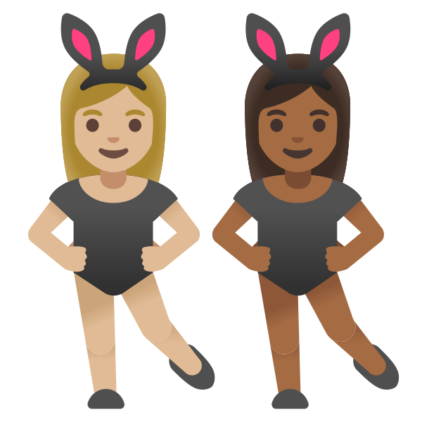 Emoji U1f469 1f3fc 200d 1f430 200d 1f469 1f3fe