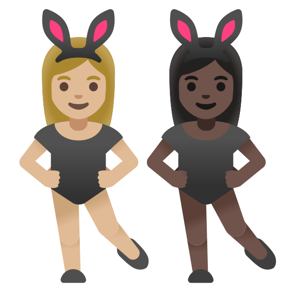 Emoji U1f469 1f3fc 200d 1f430 200d 1f469 1f3ff