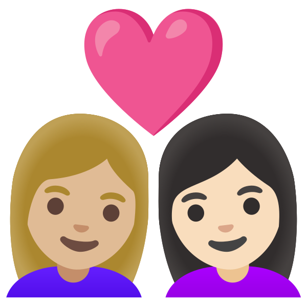 Emoji U1f469 1f3fc 200d 2764 200d 1f469 1f3fb