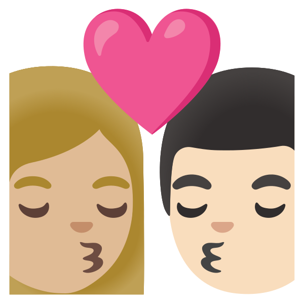 Emoji U1f469 1f3fc 200d 2764 200d 1f48b 200d 1f468 1f3fb