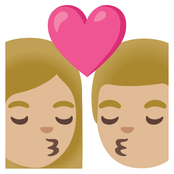 Emoji U1f469 1f3fc 200d 2764 200d 1f48b 200d 1f468 1f3fc