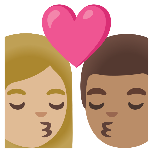 Emoji U1f469 1f3fc 200d 2764 200d 1f48b 200d 1f468 1f3fd