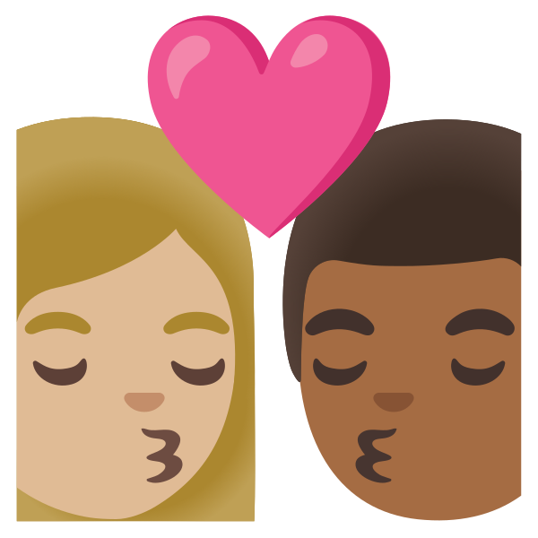 Emoji U1f469 1f3fc 200d 2764 200d 1f48b 200d 1f468 1f3fe