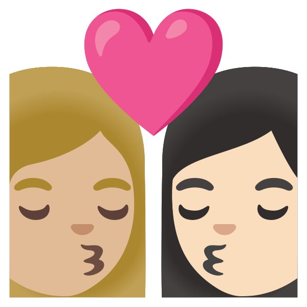 Emoji U1f469 1f3fc 200d 2764 200d 1f48b 200d 1f469 1f3fb