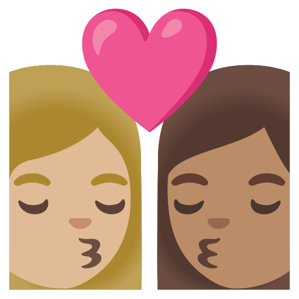 Emoji U1f469 1f3fc 200d 2764 200d 1f48b 200d 1f469 1f3fd