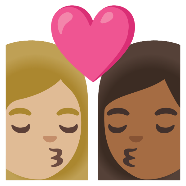 Emoji U1f469 1f3fc 200d 2764 200d 1f48b 200d 1f469 1f3fe