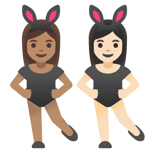 Emoji U1f469 1f3fd 200d 1f430 200d 1f469 1f3fb